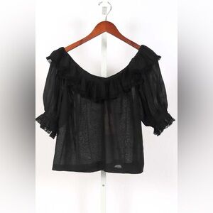 Doen Black Samara Ruffled Blouse